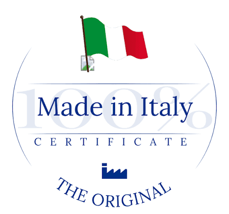 100% Made in Italy certification stamp